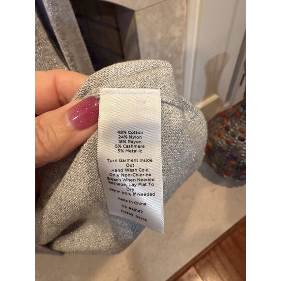 Women's Talbots Silver Ivory Christmas Tree Long Sleeve Button Front Cardigan M - Picture 3 of 4